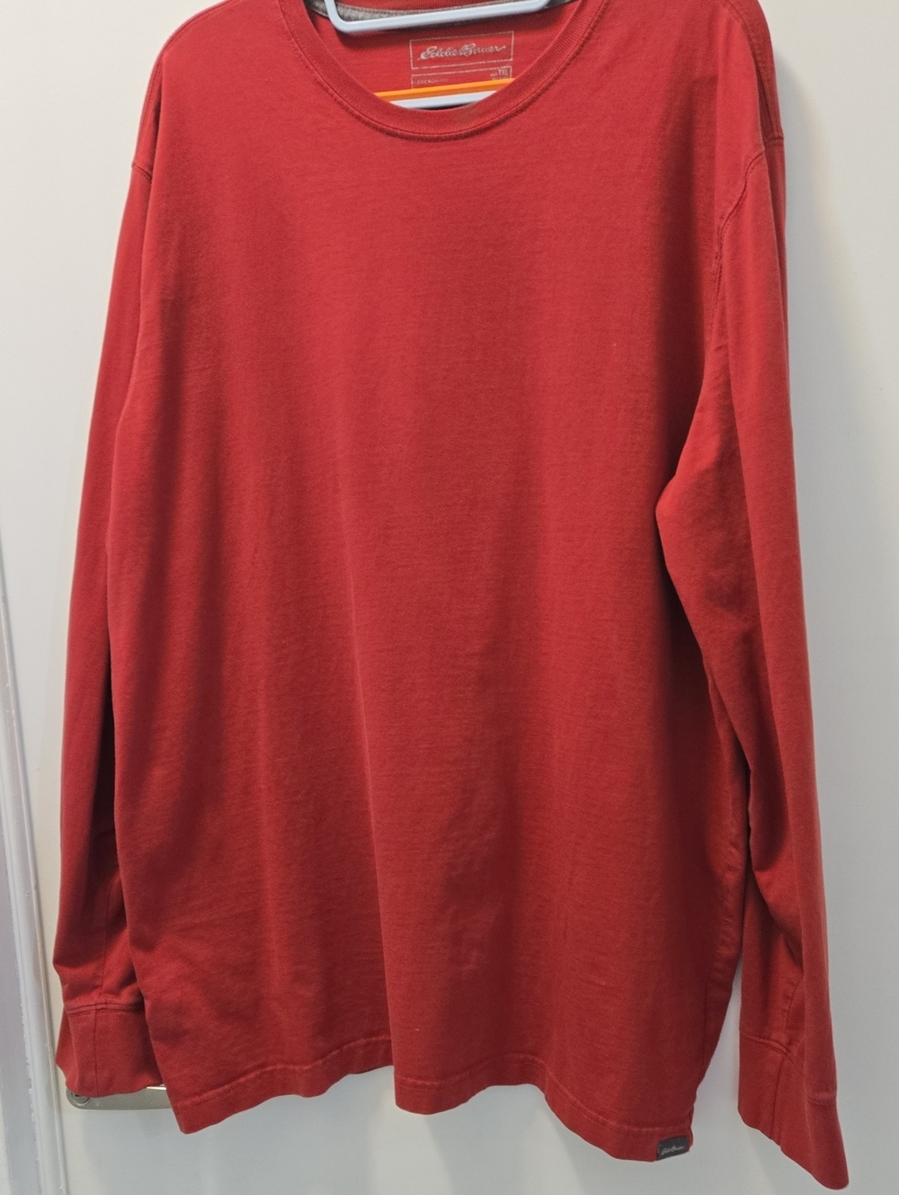 Eddie Bauer Long-Sleeve Crewneck Tee in Brick Red